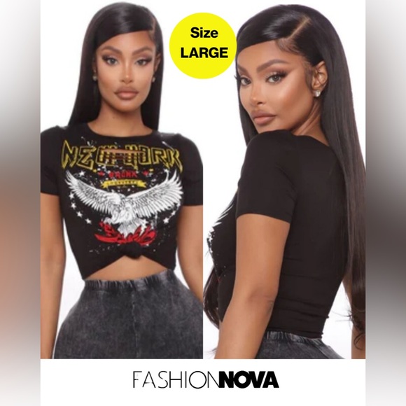 Fashion Nova Tops - 3/for$12 🍒 FASHION NOVA Distressed Top - Black (Size Large) 🖤